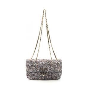 Chanel Coco Mark Shoulder Bag Leather Gray